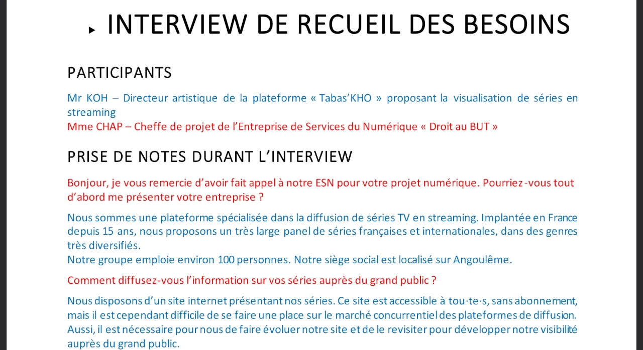 Interview de recueil des besoins